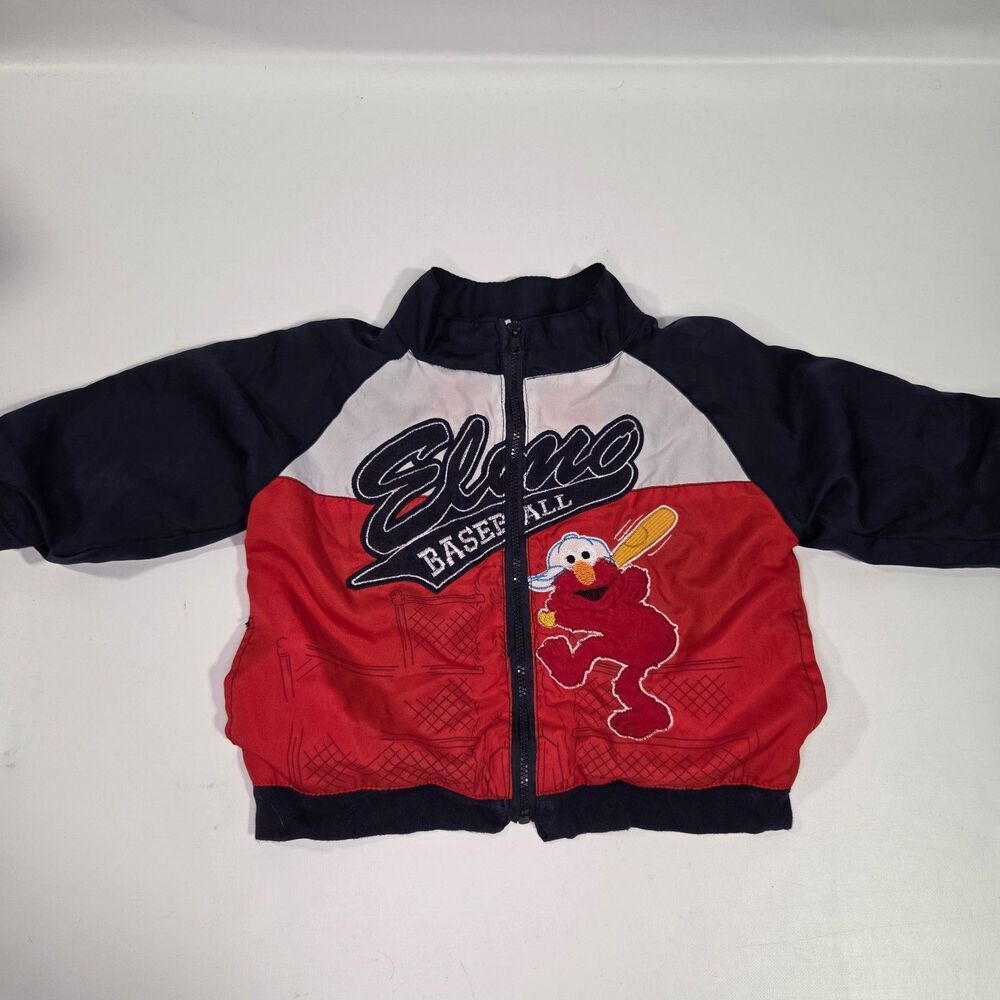 Vintage Sesame Street Elmo Baseball Jacket Lined Windbreaker 24 Months Embroider